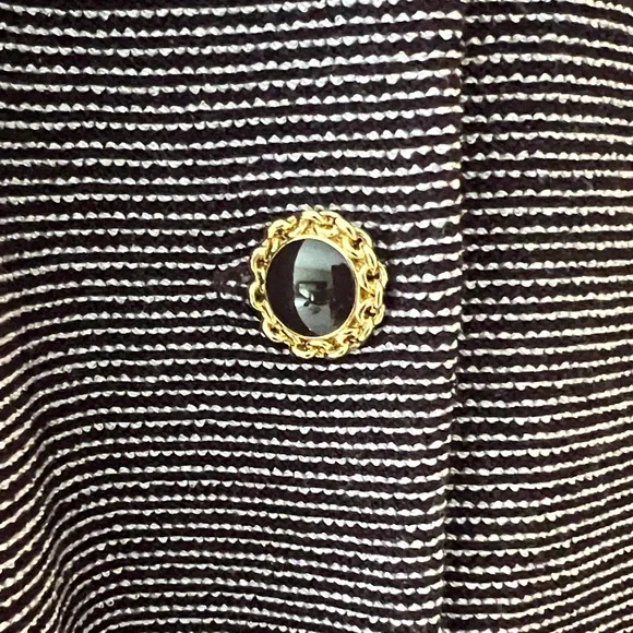 St. John Striped Knit Cardigan in Black and White - Picture 3 of 8